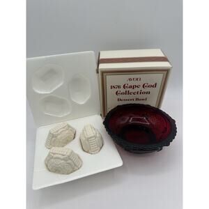 Avon Cape Cod Dessert Bowl and Soaps Red Glass NEW IN BOX Set Of 7